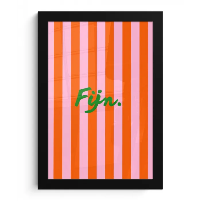 Patroon - Oranje - Fijn - Strepen fotolijst zwart zonder passe partout klein -3d