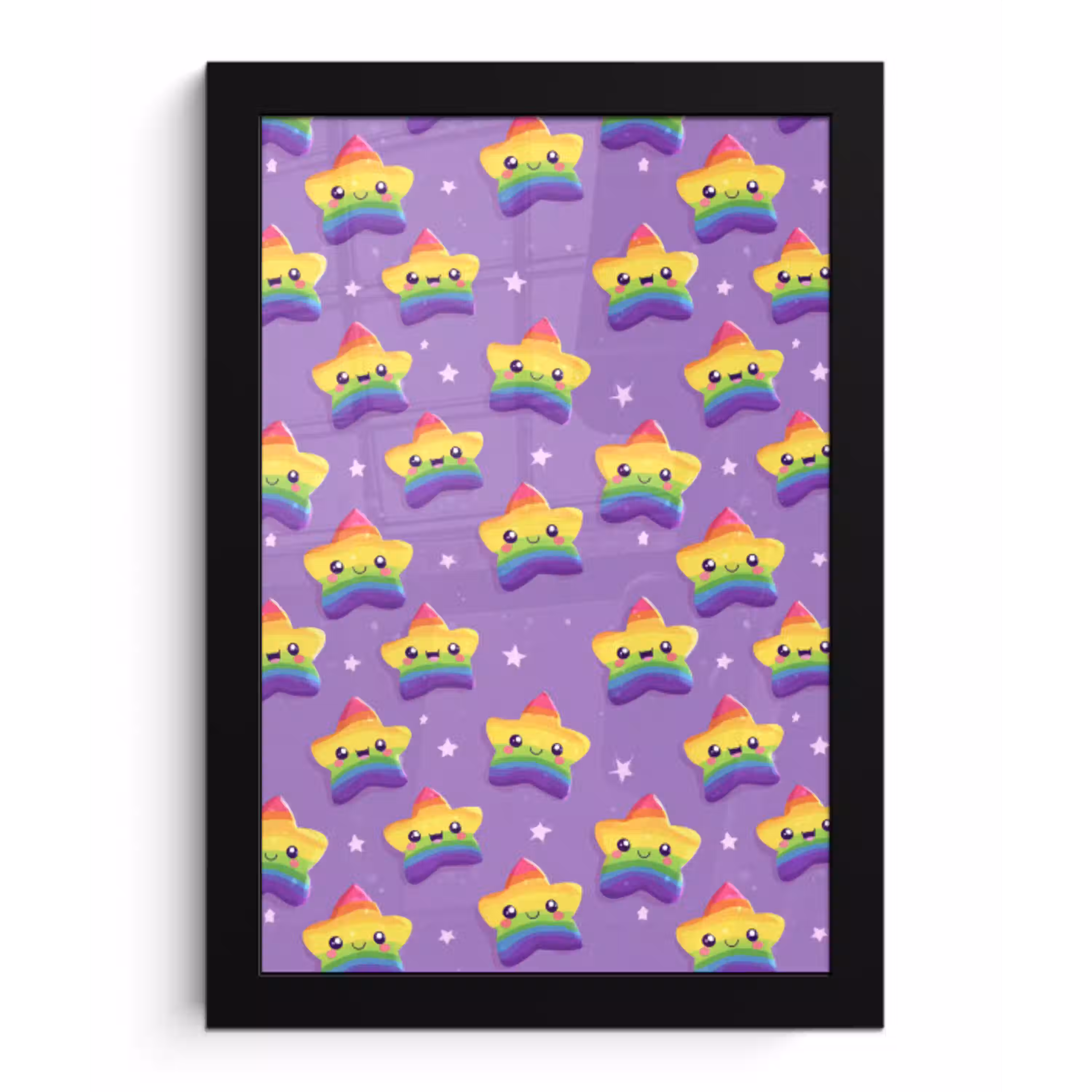 Sterren - Regenboog - Paars fotolijst zwart zonder passe partout klein 224 -3d