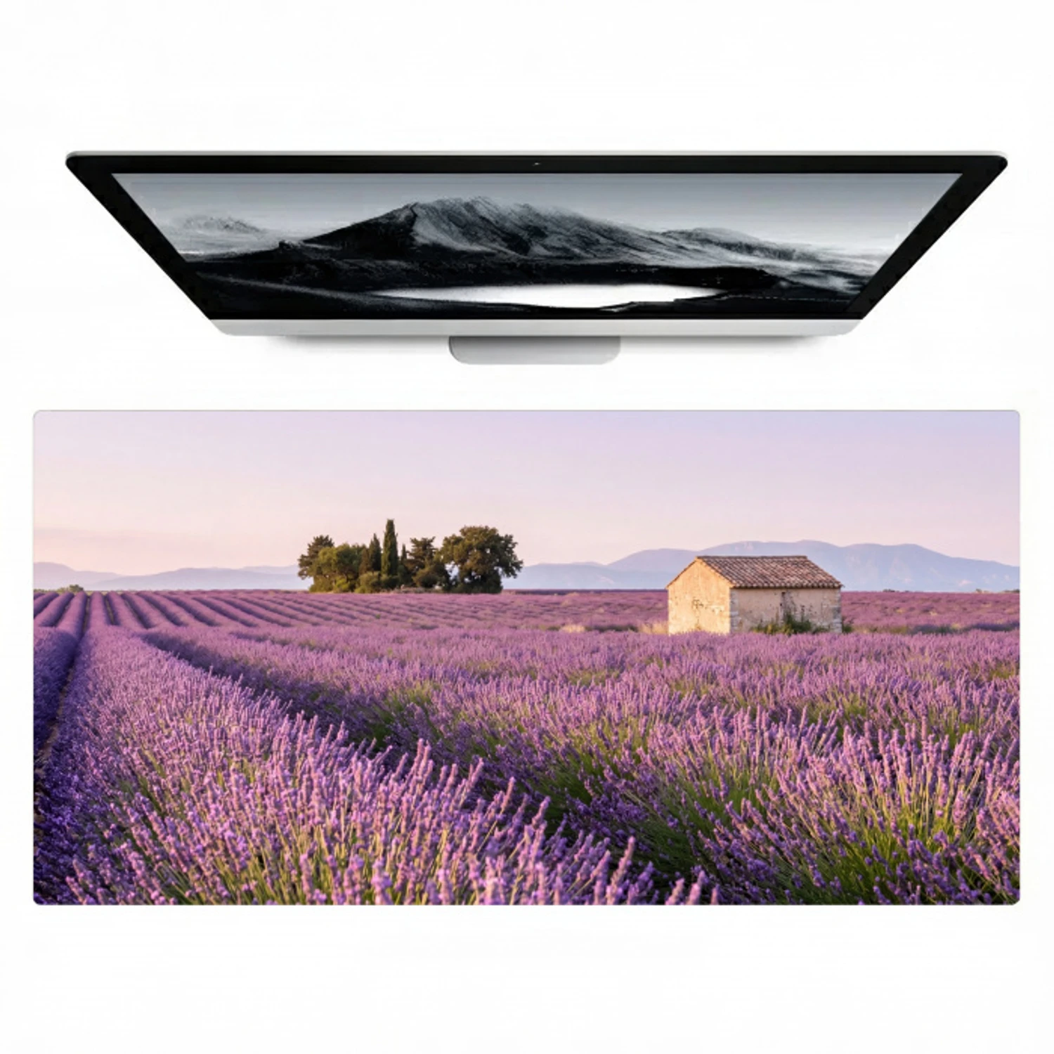 Lavendel - Landschap - Sereen - Paars Muismat XXL klein -zzz3d