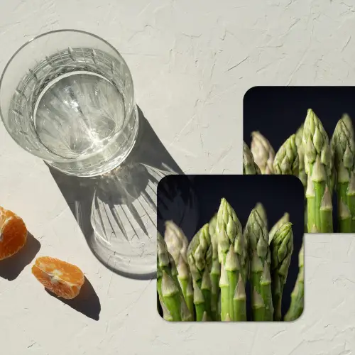 Asperges - Groen - Zwart onderzetter kurk middel -sfeer4