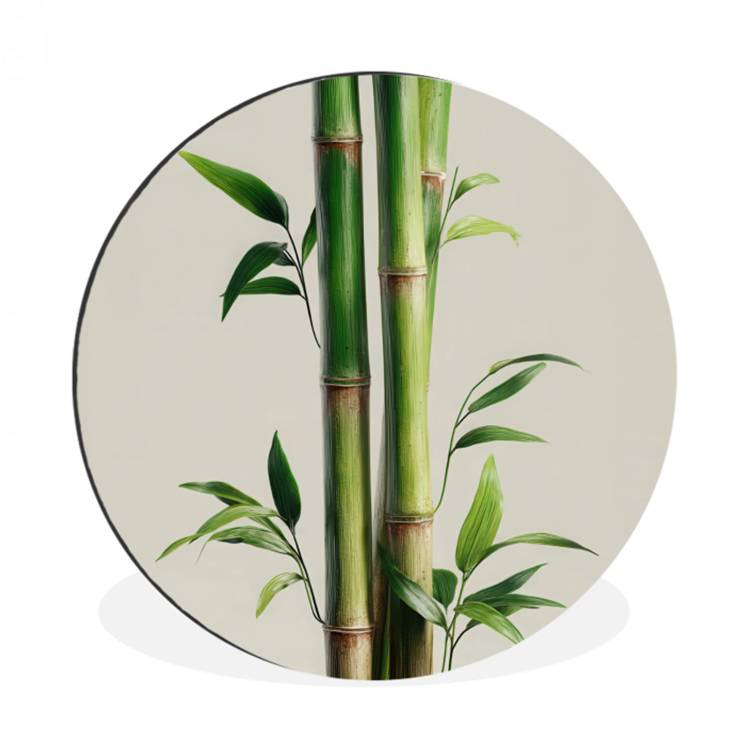 Bamboestengels - Sierlijk - Groen Wandcirkel aluminium klein -3d