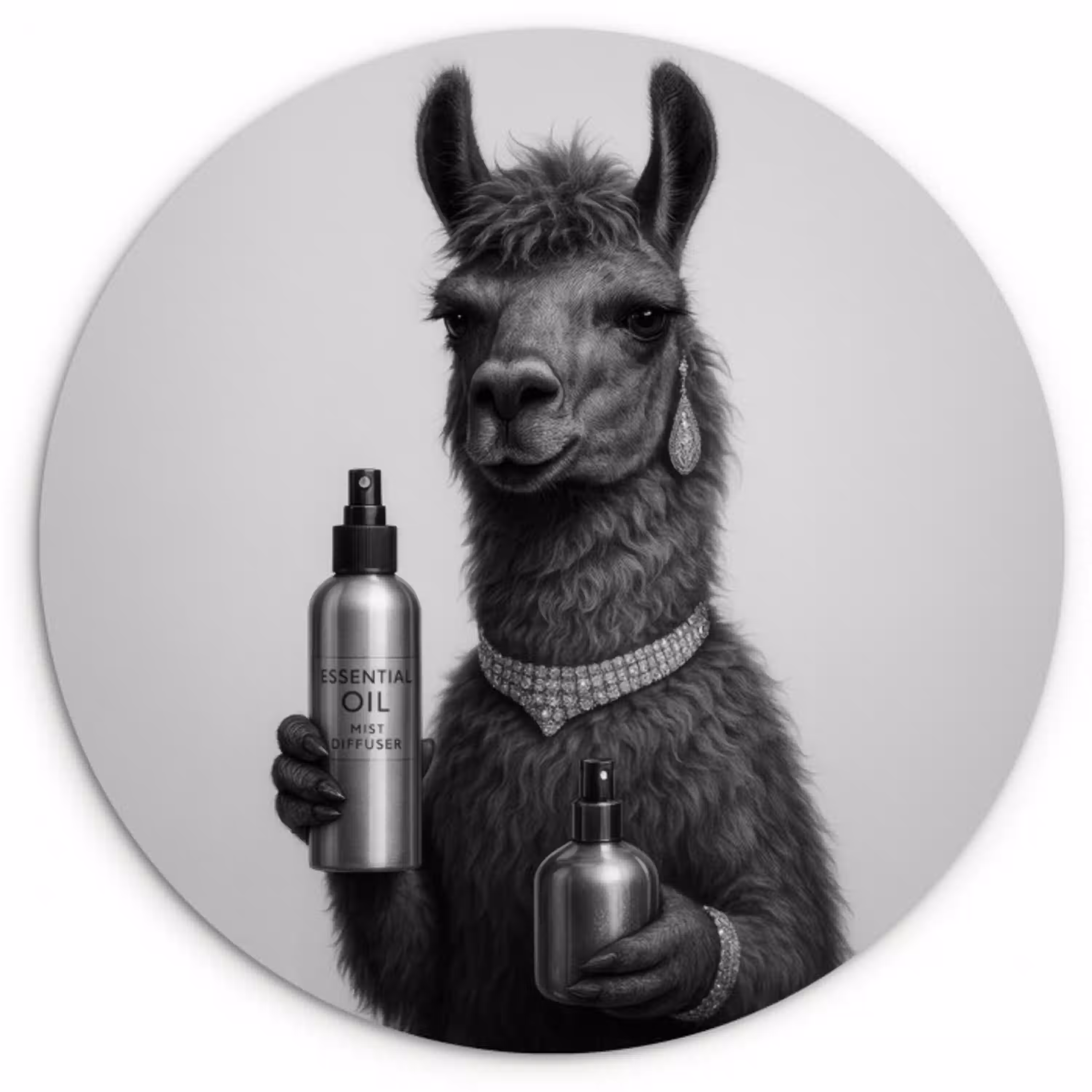 Lama - Flessen - Zwart - Wit Wandcirkel kunststof plaat 5mm dik klein -3d