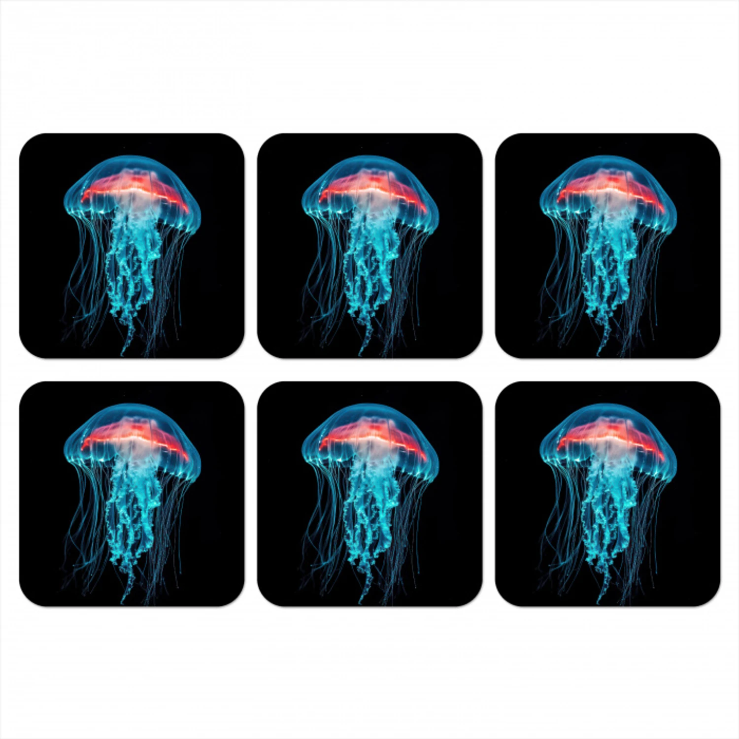 Kwal - Tentakels - Blauw - Licht onderzetter kurk middel -3d