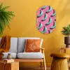 Bananen - Patroon - Blauw - Roze Wandcirkel Ovaal Forex klein -sfeer4