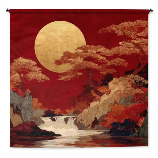 Wandkleed - Volle maan - Landschap - Waterval