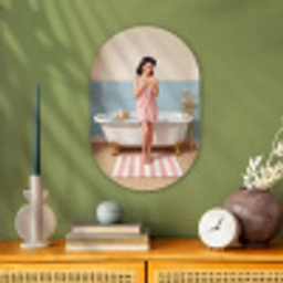 Badkamer - Vrouw - Roze Wandcirkel Ovaal Forex klein -sfeer2