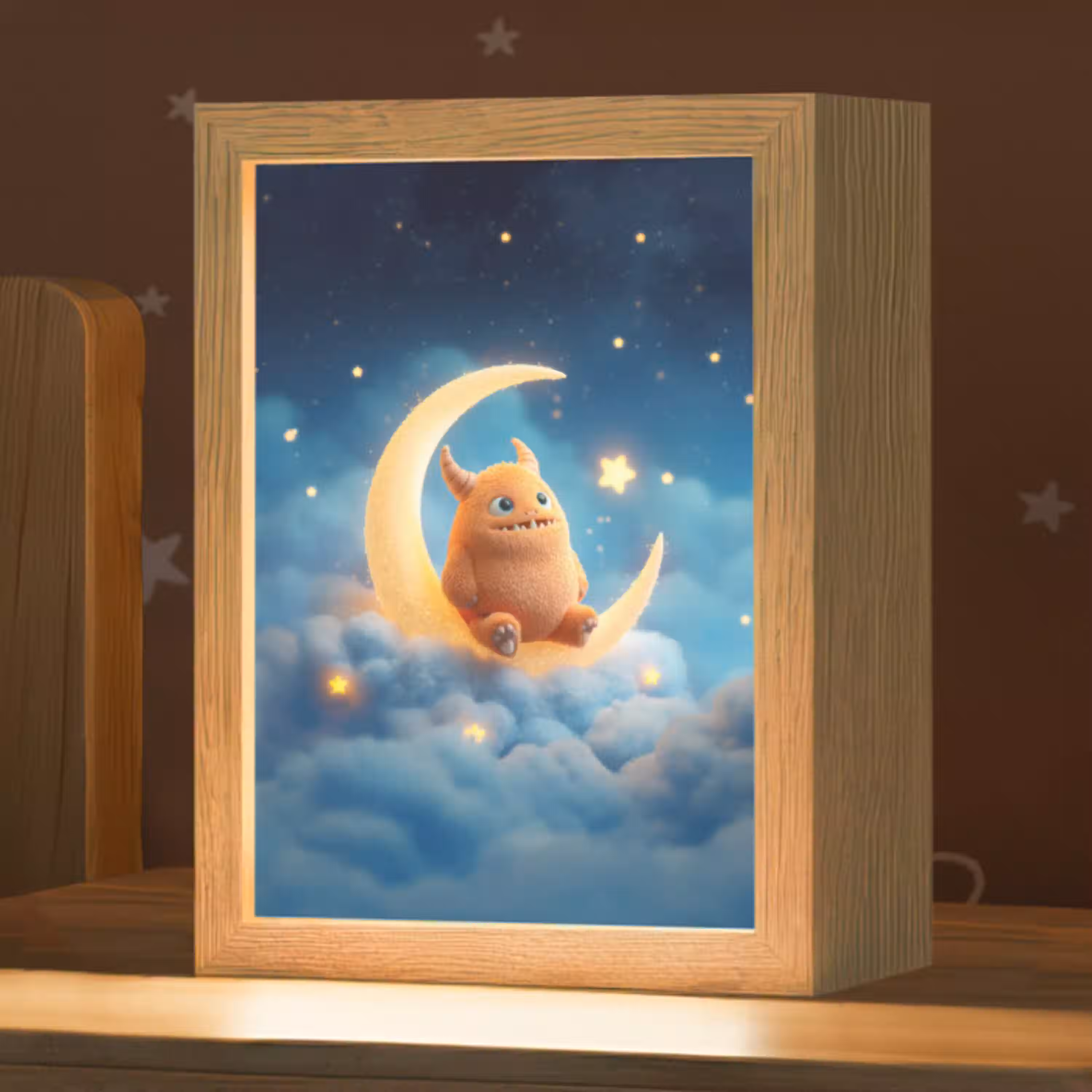 Knuffel - Monster - Maan - Wolken Light Box met kabel klein -zzz_3d_website