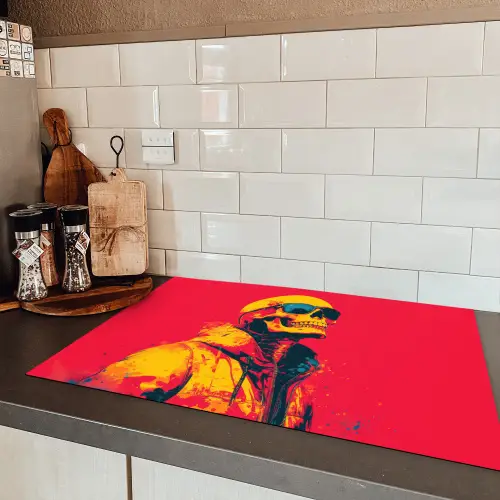 Zonnebril - Schedel - Jas - Rood Inductie beschermer vinyl 3mm klein -sfeer3