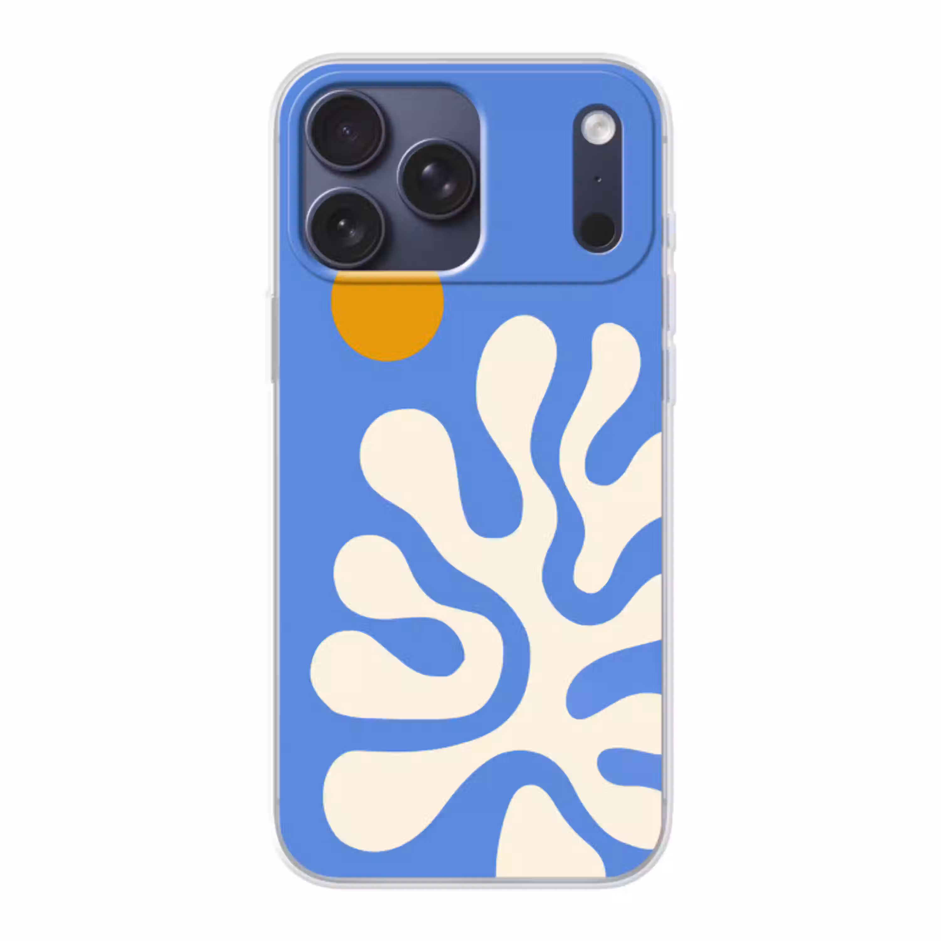 Minimalistisch - Organisch patroon - Blauw Telefoonhoesje iPhone 17 Pro Max klein -3d