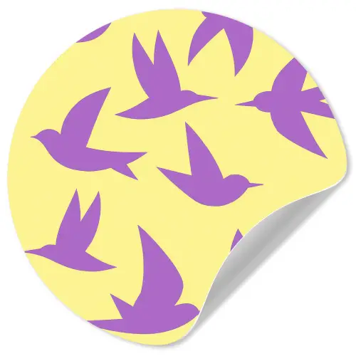 Vogels - Cirkel - Geel - Beweging Wandcirkel behangsticker klein -3d