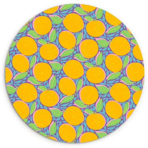 Sinaasappels - Bladeren - Kleurrijk Wandcirkel plexiglas klein 852 -3d