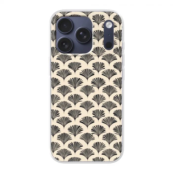 Waaiers - Botanisch - Zwart - Beige Telefoonhoesje iPhone 17 Pro klein 878 -3d