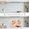 Eieren - Bloem - Roze keuken achterwand spatscherm klein -voor_na_NL