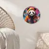 Panda - Jas - Graffiti - Oranje Wandcirkel kunststof plaat 5mm dik klein -sfeer5