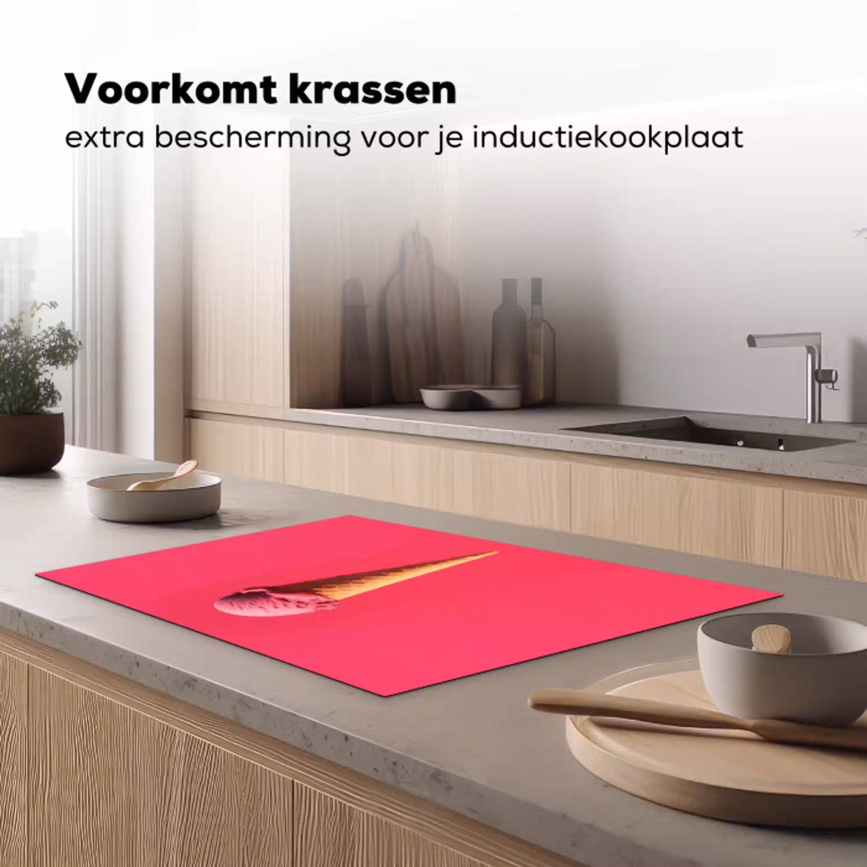 Schepijs - Roze - Hoorntje Inductie beschermer vinyl 3mm klein -sfeer1