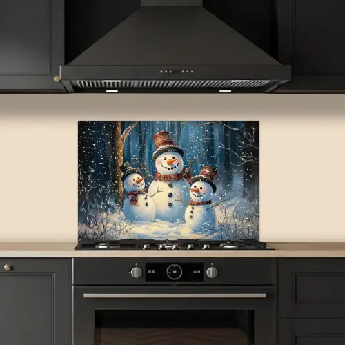 Sneeuwpop - Sneeuw - Winter - Bos keuken achterwand spatscherm klein -sfeer1