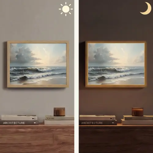 Strand - Zee - Zonsondergang Light Box met batterij (Wandlamp) middel -sfeer3