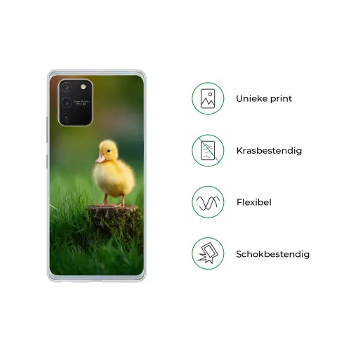 Kuiken - Eend - Geel - Gras Telefoonhoesje Samsung Galaxy S10 Lite klein -specsS10Lite