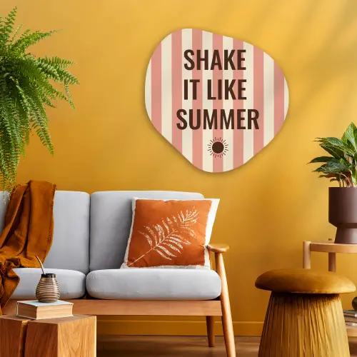 Zomer - Quote - Strepen Wandcirkel Organisch Plexiglas middel -sfeer4