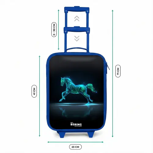 Futuristisch galopperend paard Kinderkoffer - Blauw klein -productfoto_formaten