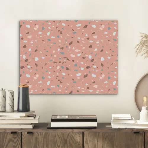 Terrazzo -  Patroon - Kleurrijk - Roze - Blauw PET vilt klein 837 -sfeer1