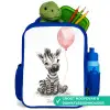 Zebra met roze ballon Kinderrugzak - Blauw middel -inhoud_NL