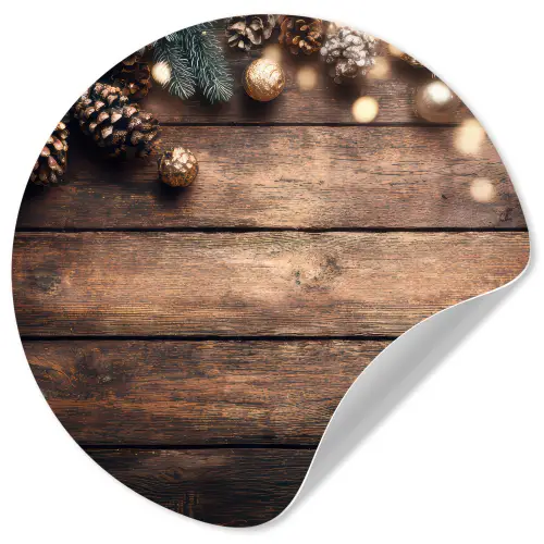 Kerstdecoratie - Houten - Dennenappel - Bruin Wandcirkel behangsticker klein -3d