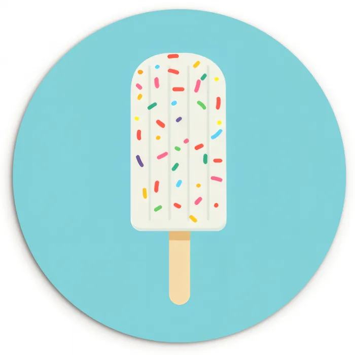 Ijsje - Stokje - Sprinkles - Lichtblauw Wandcirkel plexiglas klein -3d