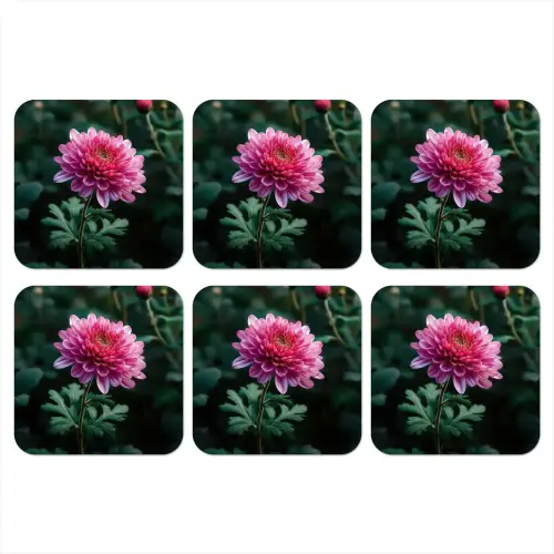 Blad - Chrysant - Roze - Schaduw onderzetter kurk middel -3d