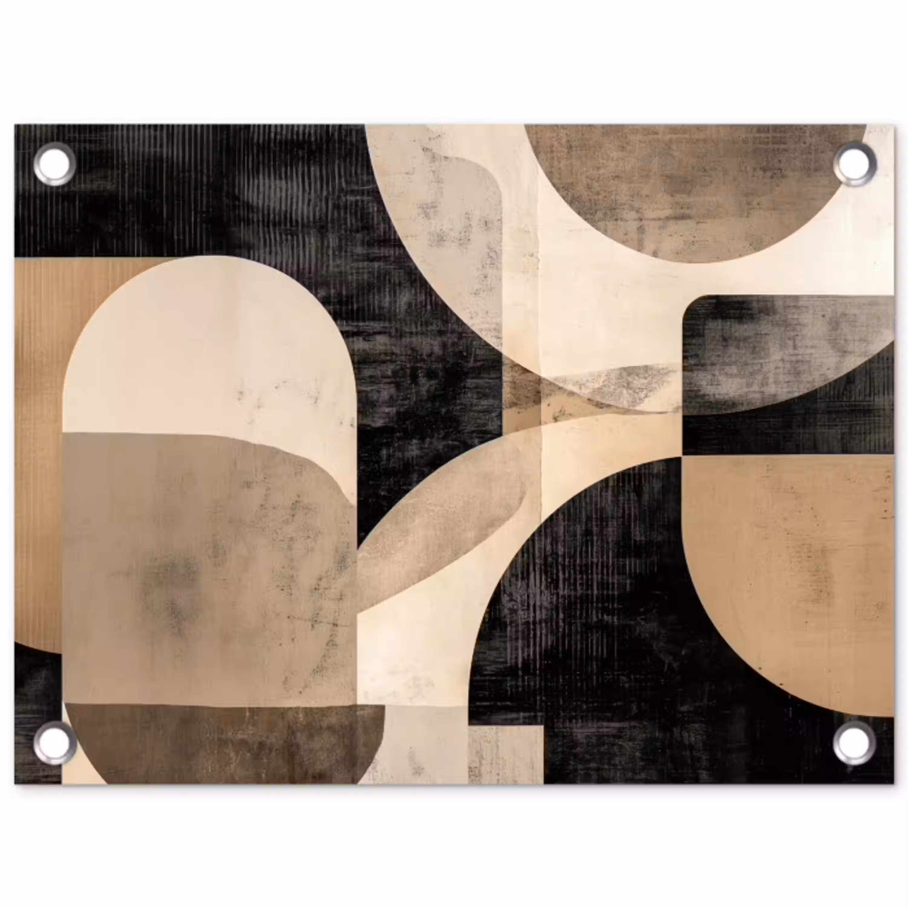 Abstract - Vormen - Modern - Beige tuinposter los doek klein -3d