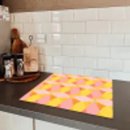 Kleurrijk - Ruitpatroon - Bladvormen Inductie beschermer vinyl 3mm middel 274 -sfeer3