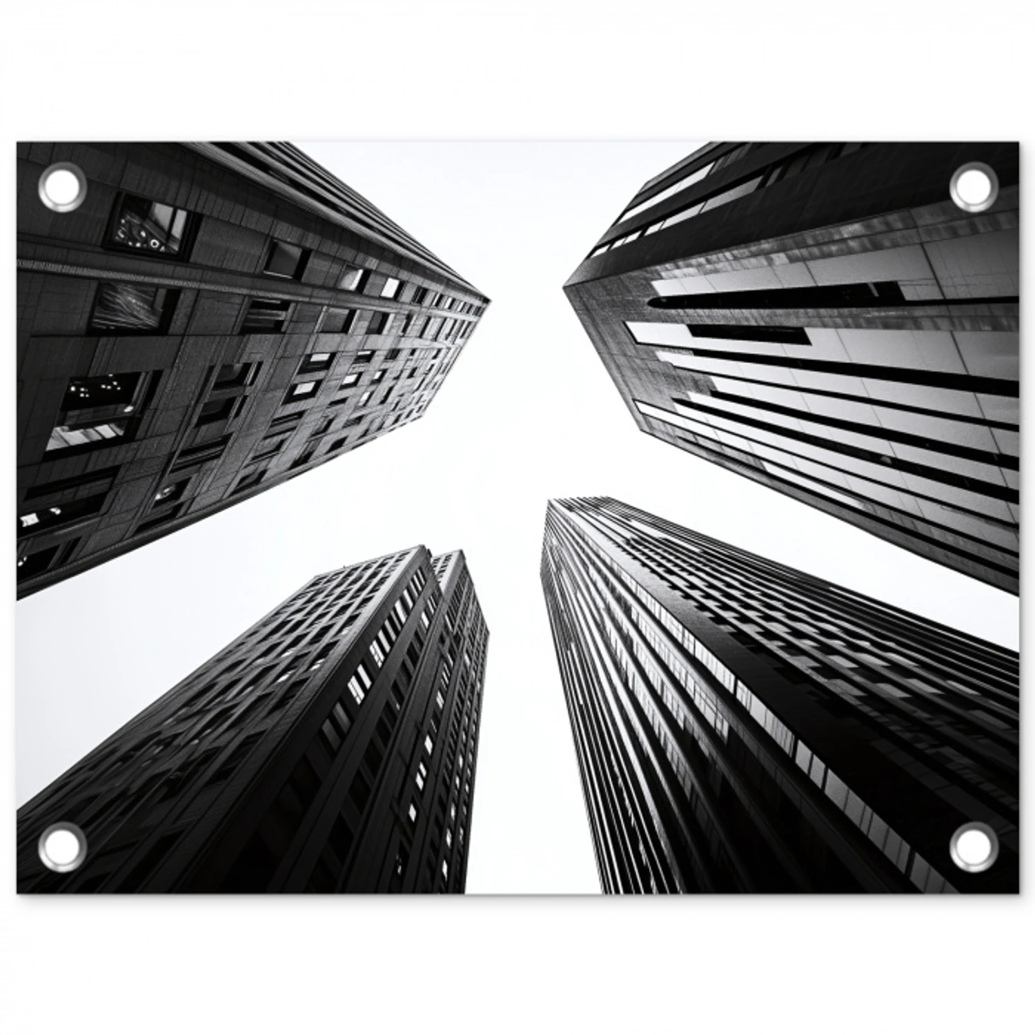 Gebouwen - Lucht - Zwart tuinposter los doek klein -3d