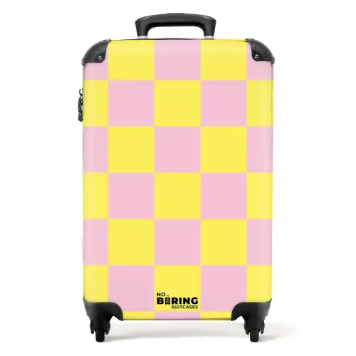 Squares - Roze/Geel NBS - Handbagage koffer - Kinderen Unisex middel -productfoto_recht