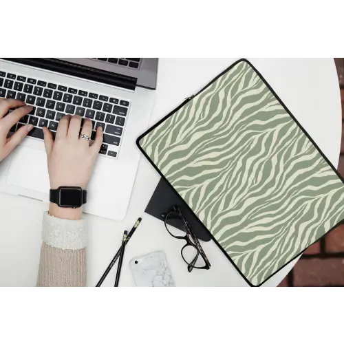 Zebra - Motief - Groen laptophoes neopreen klein 279 -bureau