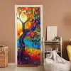 Boom - Zon - Verflook - Kleuren - Abstract deurposter klein -sfeer1