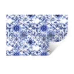 Bloemen - Blauw - Patroon - Wit Muursticker klein 286 -3d