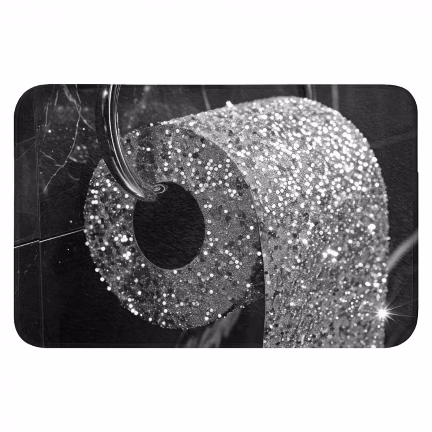Badmat - WC - Toilet papier - Zwart wit - Glitters