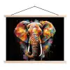 Olifant - Graffiti - Zwart - Dieren - Kleuren textielposter latten blank klein -3d