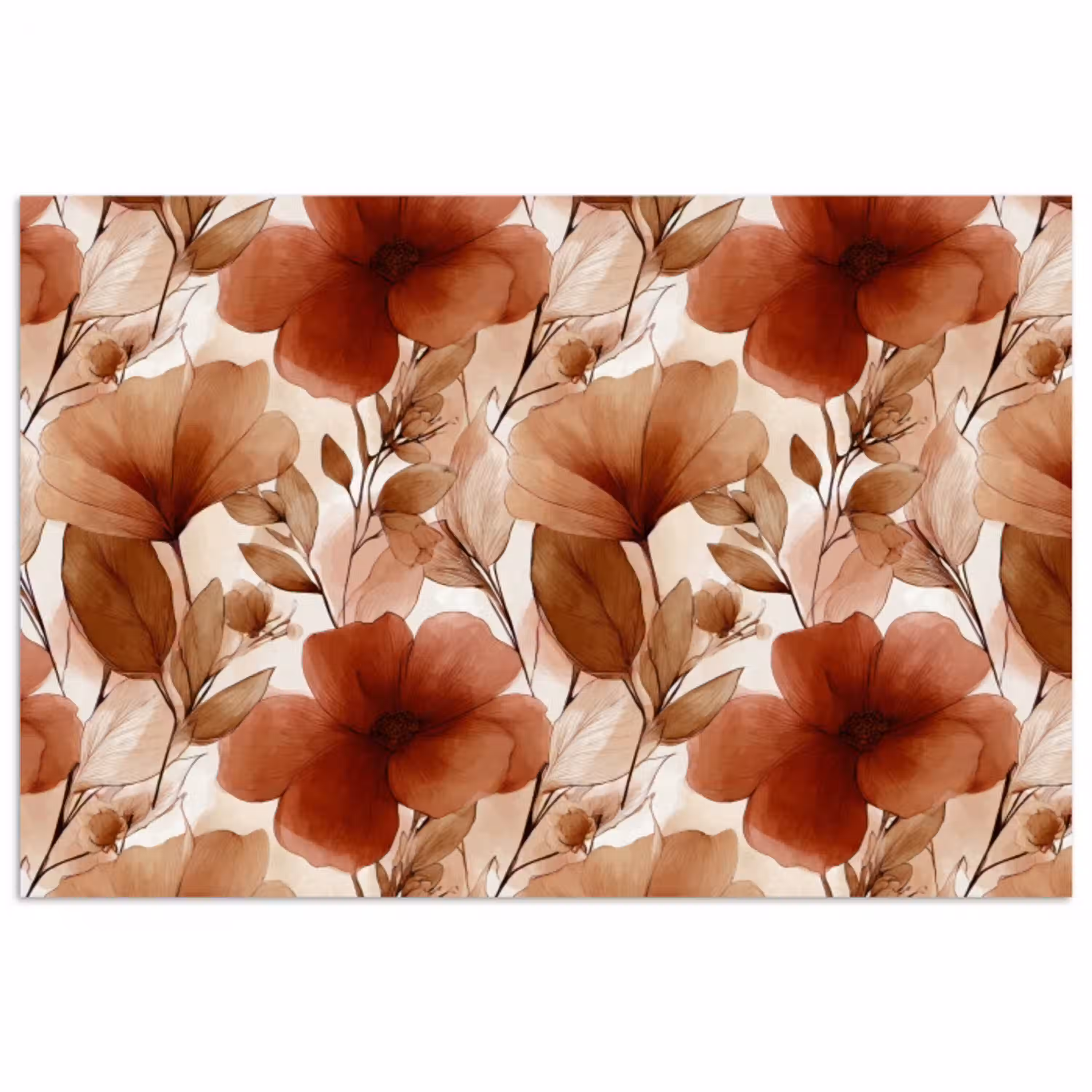 Bloemen - Aquarel - Botanisch - Terracotta poster papier klein 62 -3d