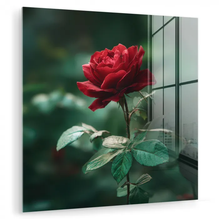 Roos - Bladeren - Dieprood plexiglas 5mm klein -zzzproduct_nieuw