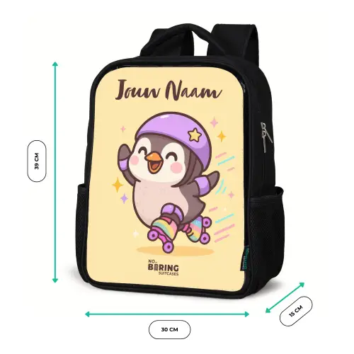Kawai - Pinguin - Rolschaatsen Rugzak - Zwart middel -productfoto_formaten
