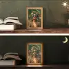 Vrouw - Panterprint - Jungle - Natuur - Luxe Light Box met kabel (Tafellamp) klein -sfeer3