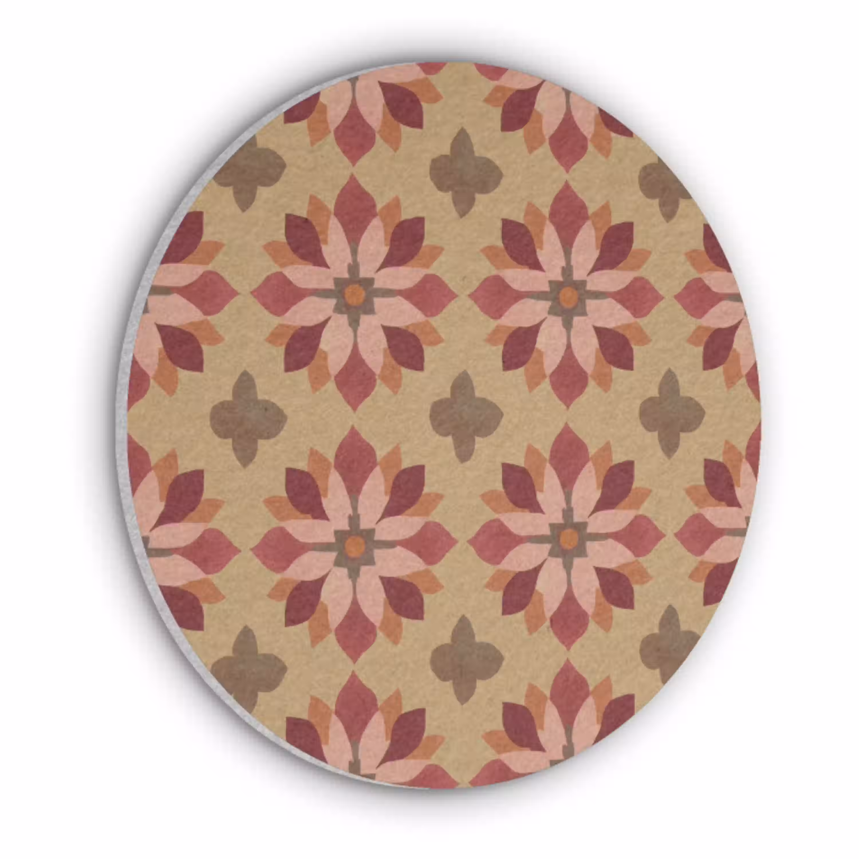 Bloemen - Retro - Groen Akoestische PET Vilt - Rond klein 838 -3d