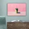 Beker - Rietje - Minimalistisch - Groen canvas 2cm klein -sfeer4