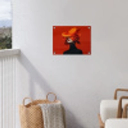 Oranje - Hoed - Vrouw tuinposter los doek klein -sfeer8
