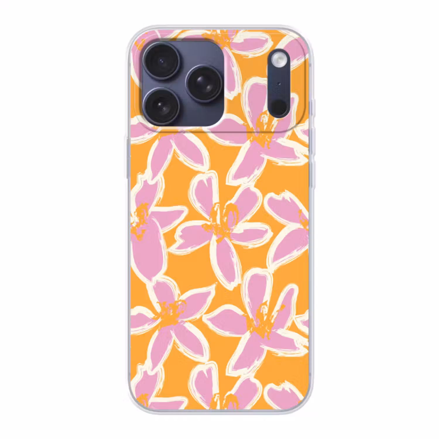 Telefoonhoesje Softcase - Bloemen - Patroon - Roze  - Oranje