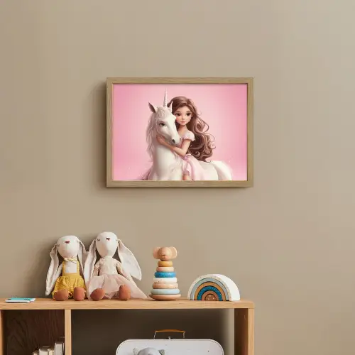 Prinses - Roze - Eenhoorn Light Box met batterij (Wandlamp kind) middel -sfeer2_kind