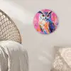 Uil - Roze - Blauw - Verf - Abstract Wandcirkel kunststof plaat 5mm dik klein -sfeer5