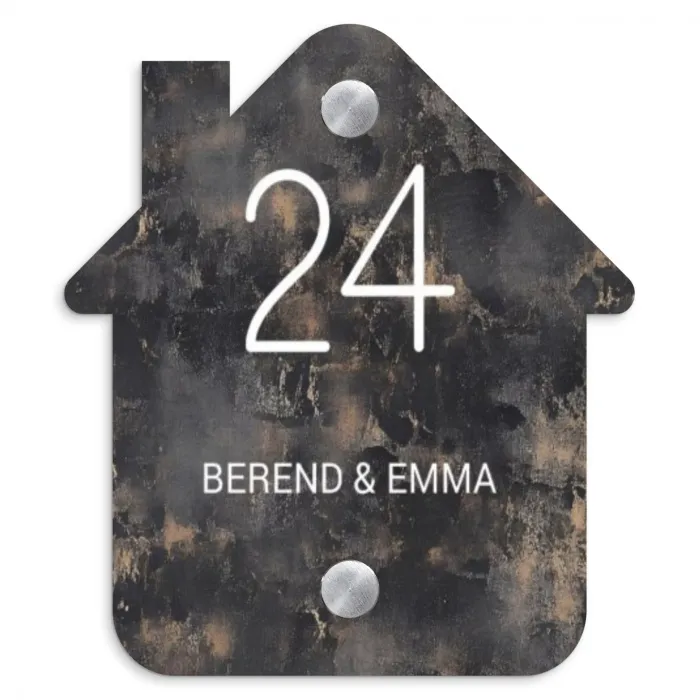 Verweerd metaal - Klassiek Naambord Huisje klein -3d