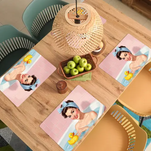 Badkamer - Eend - Blauw Placemat vinyl groot -zzsfeer5_Kitchenyeah-website